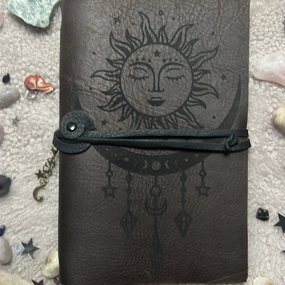 Hand Crafted Hand Made Laser engraved Leather Journal with Sun and Moon Design - Picture 2 of 12